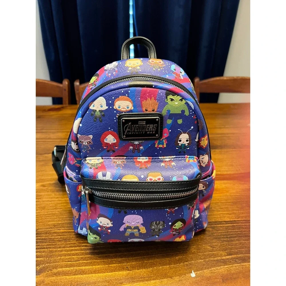 Loungefly Marvel Avengers Mini Backpack Purple Chibi Print Excellent